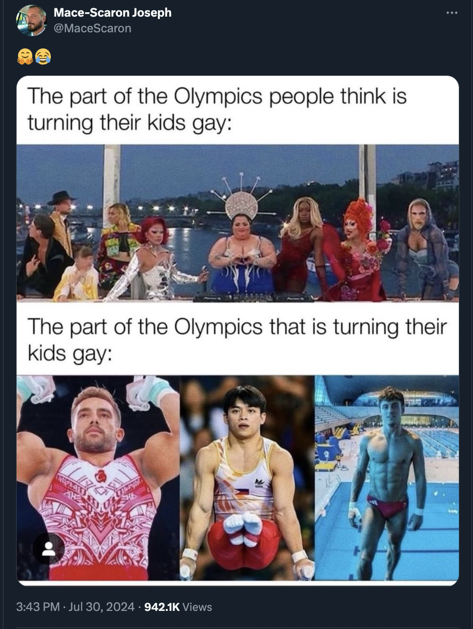 screenshot - MaceScaron Joseph The part of the Olympics people think is turning their kids gay The part of the Olympics that is turning their kids gay Views